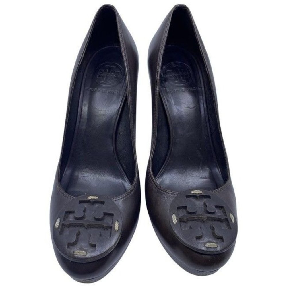 Tory Burch Brown Leather Mid Heel Pumps Size Us